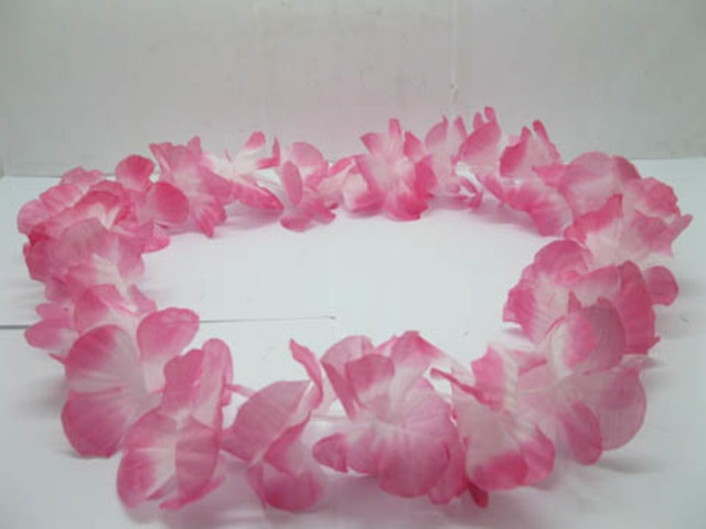 12 Fuschia Hawaiian Dress Party Flower Leis/Lei 104cm - Click Image to Close